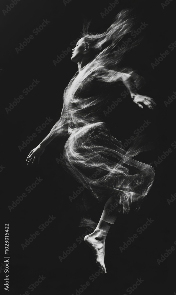 A woman's form dissolves into wisps. A woman's form dissolves into wisps.