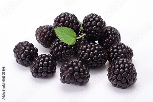 Fresh Blackberries on a White Background