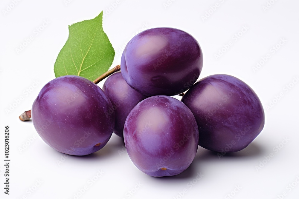 Fresh Plums on White Background Fresh Plums on White Background