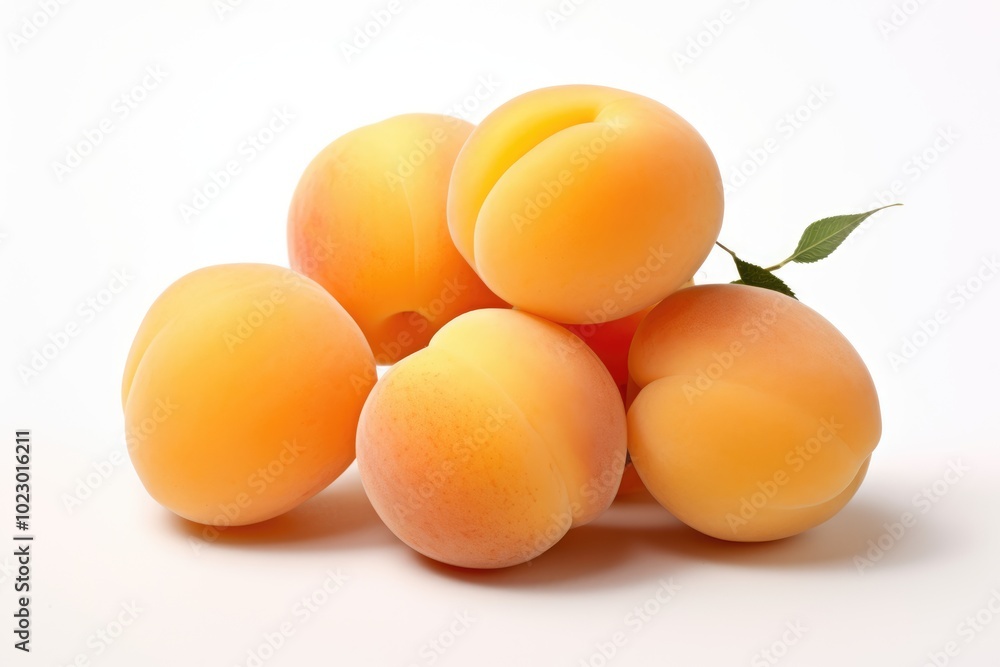 Fresh Apricots on White Background