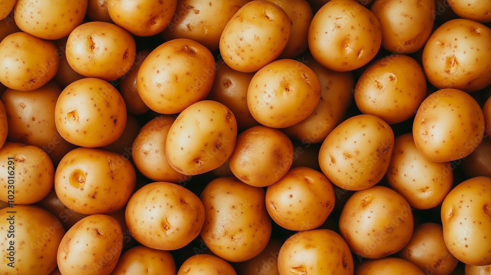 Top view of fresh Large pile of potatoes. Food background harvest concept Top view of fresh Large pile of potatoes. Food background harvest concept