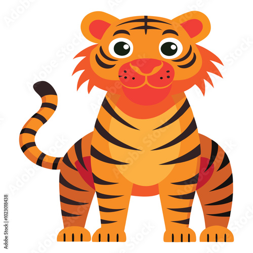 Cartoon baby tiger isolated on white background
