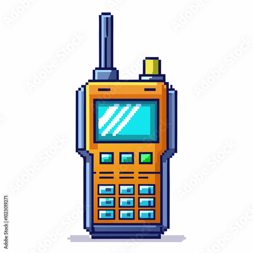 Retro Pixel Art Mobile Phone Illustration for Vintage Tech Enthusiasts