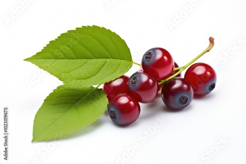 Fresh Salal Berries on White Background