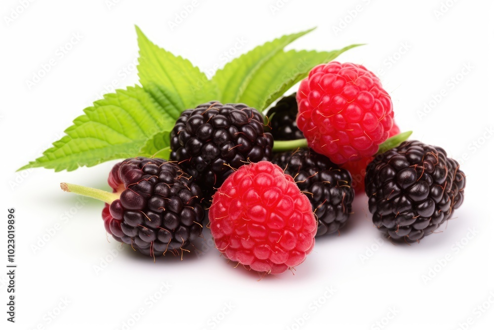 Fresh Tayberries on a Bright White Background Fresh Tayberries on a Bright White Background