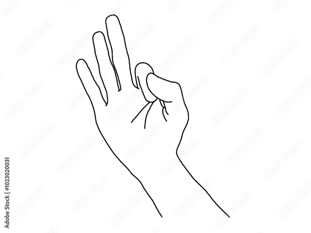 line drawing of hand showing OK sign. Sign language is ok line drawing of hand showing OK sign. Sign language is ok