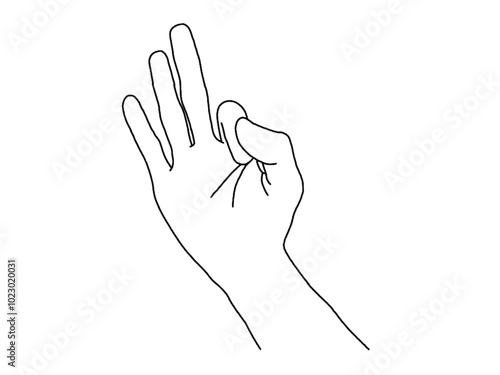 line drawing of hand showing OK sign. Sign language is ok