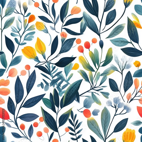 Seasonal Plant Patterns with Vibrant Colors