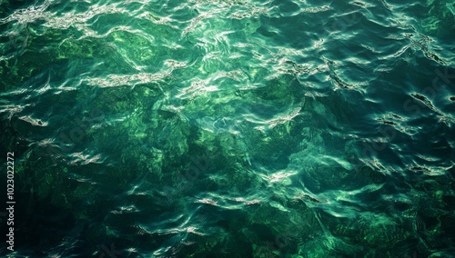 water surface, clear water with foam and ripples