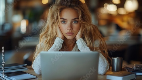 busy woman multitasking with a laptop and cell phone captured in a professional setting that highlights her efficiency and focus in a fastpaced work environment