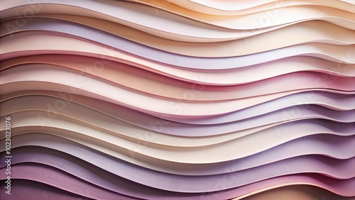 Soft pink, purple, and beige blend harmoniously in elegant minimalist waves, fostering a tranquil atmosphere that effortlessly enhances your calming aesthetic vision.