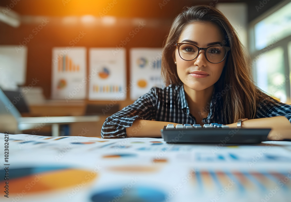 Fototapeta premium Young Business Woman Working in Office