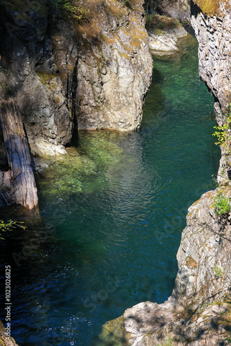 a river in a gorge in Vancouver Island