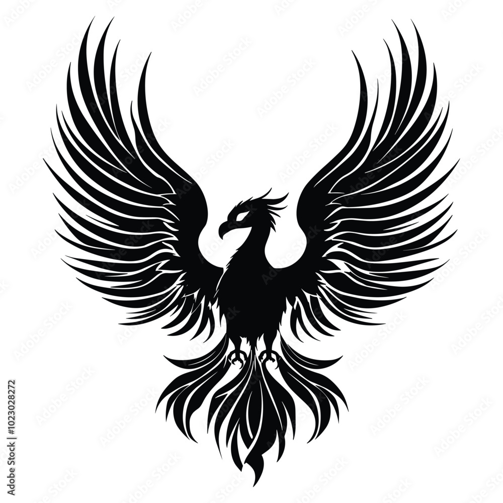 Fototapeta premium Majestic Phoenix Bird Vector - Bold Tribal Flame Design