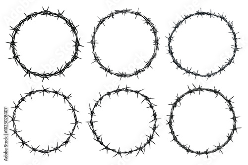 Barbed Wire Circle Frames - Rough Grunge Border Set