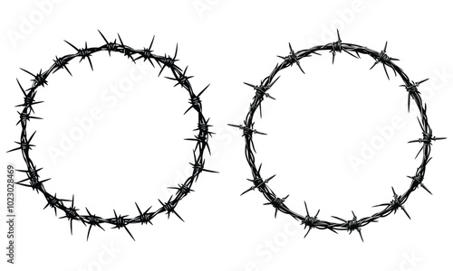Barbed Wire Circular Frames - Sharp Grunge Border Design