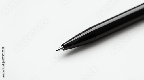 A black pen on a white background.