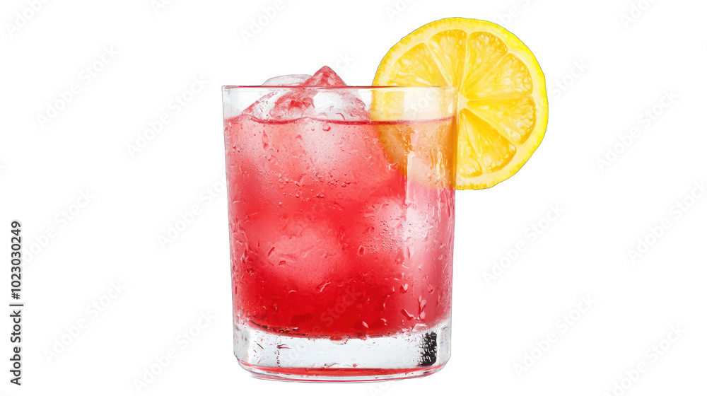 Red Cape Codder cocktail, refreshingly served on a white background. Red Cape Codder cocktail, refreshingly served on a white background.