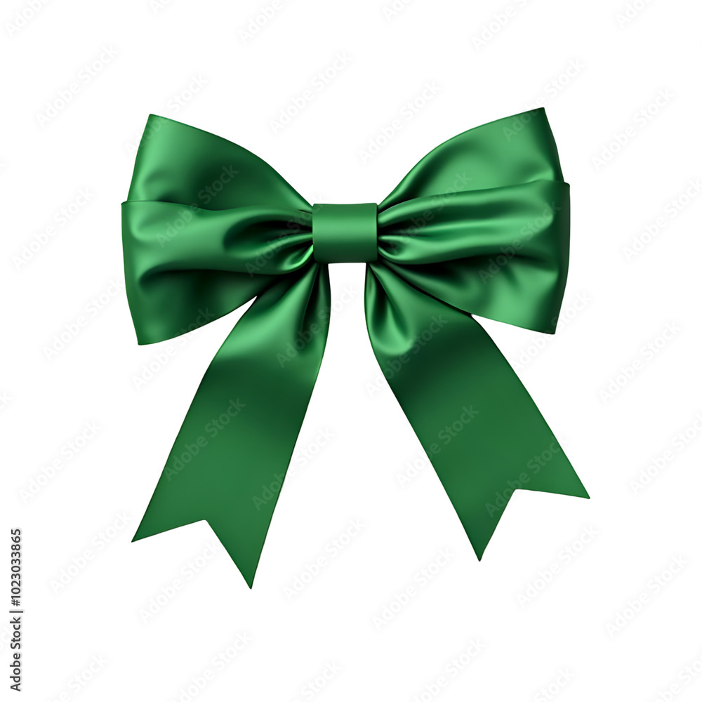 Elegant Ribbon and Bow in Green, Transparent Background Elegant Ribbon and Bow in Green, Transparent Background