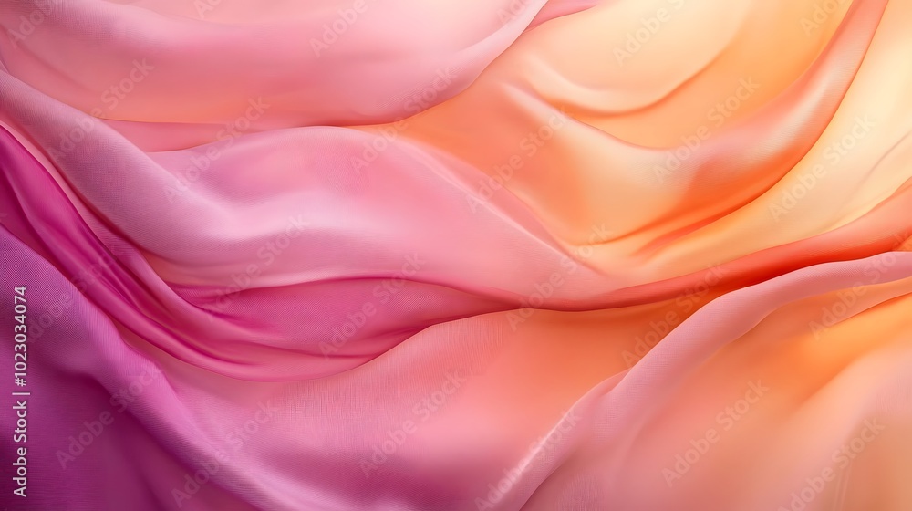 A flowing, pink and peach-colored fabric with an ethereal feel, giving the impression of movement and fluidity A flowing, pink and peach-colored fabric with an ethereal feel, giving the impression of movement and fluidity