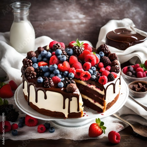 cake with berries