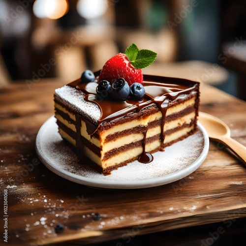 chocolate cake with berries