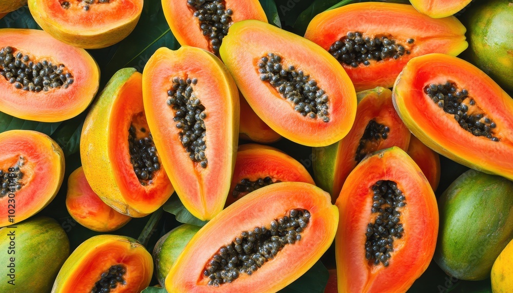 custom made wallpaper toronto digitalFresh and ripe papaya slices showcasing a vibrant tropical delight at a local market
