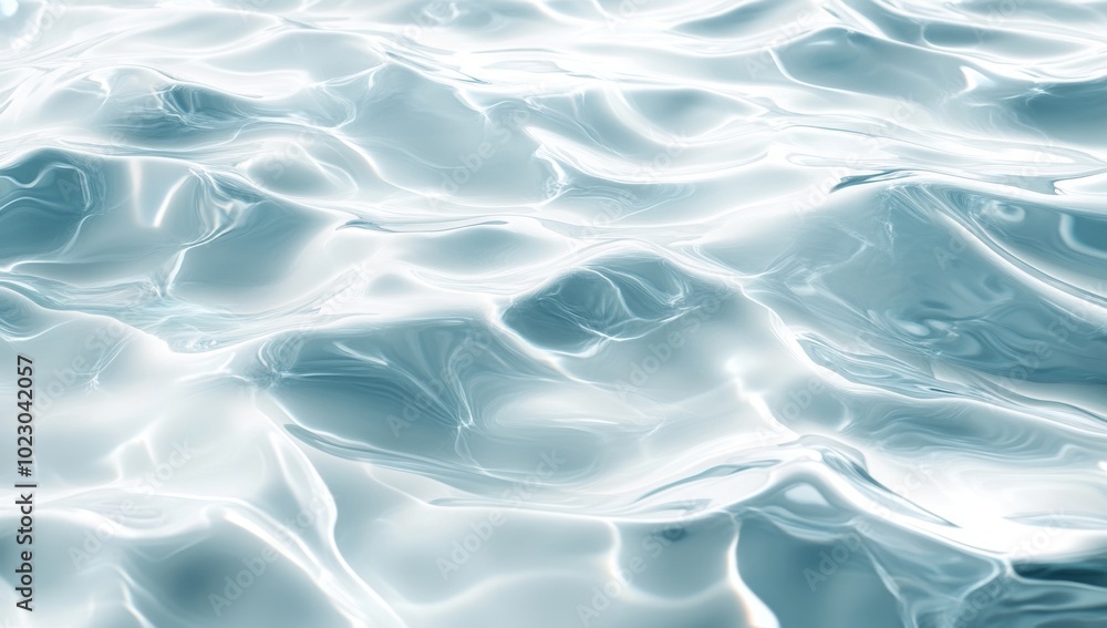 Obraz premium abstract water surface texture background with ripples, light, fresh cosmetic perfume business wave background, soft white and blue color palette