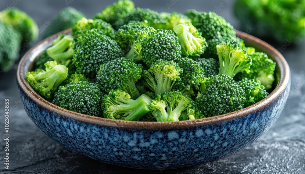 Freshly harvested broccoli florets in a rustic bowl ready for nutritious meals and healthy recipes Freshly harvested broccoli florets in a rustic bowl ready for nutritious meals and healthy recipes