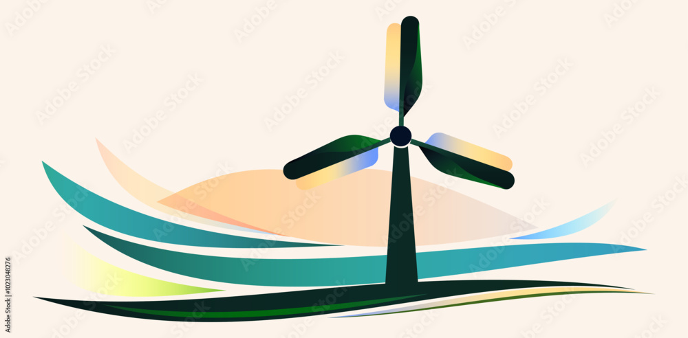 Wind turbine icon. Green sustainable energy concept Wind turbine icon. Green sustainable energy concept
