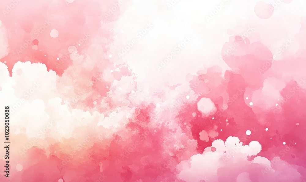 Abstract pink and white watercolor background with clouds and spots. Abstract pink and white watercolor background with clouds and spots.