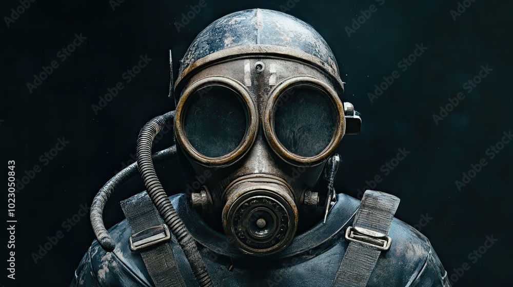 A close-up of a gas mask. It can be used for themes of danger and protection. A close-up of a gas mask. It can be used for themes of danger and protection.