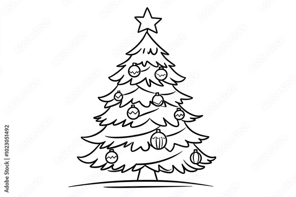 Celebrate the joy of winter with this festive Christmas tree coloring page featuring ornaments, a shining star, and a snowy landscape inviting creativity and holiday spirit Celebrate the joy of winter with this festive Christmas tree coloring page featuring ornaments, a shining star, and a snowy landscape inviting creativity and holiday spirit