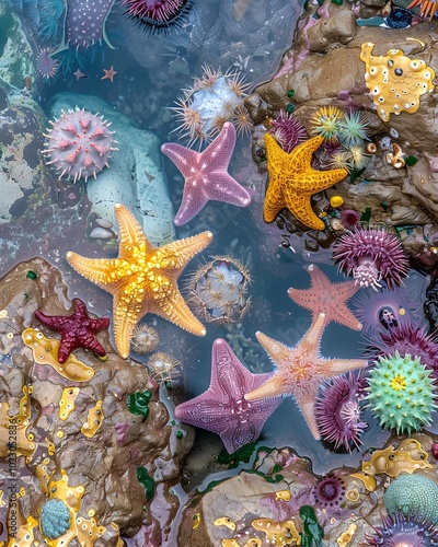 Vibrant Tide Pool Showcasing Diverse Marine Life and Shoreline Wonders