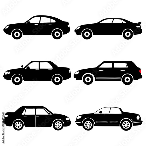 Zip car set black silhouette vector illustration zip car collection photo