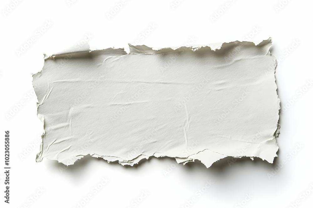 Close up of a white sheet of paper with torn edges, crumpled and textured. Close up of a white sheet of paper with torn edges, crumpled and textured.