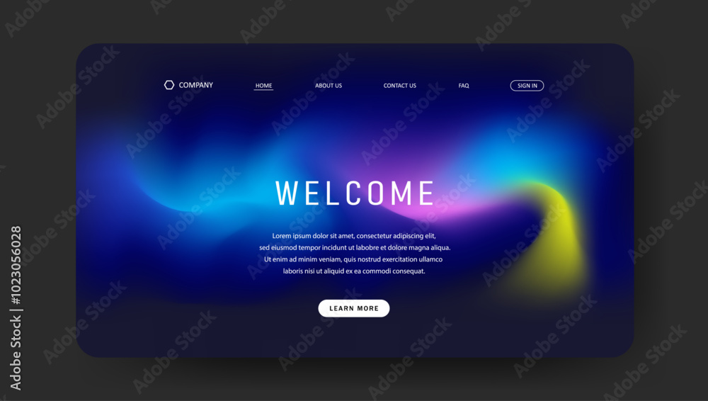 Abstract wave futuristic design of landing page. retro gradient mesh website design Abstract wave futuristic design of landing page. retro gradient mesh website design