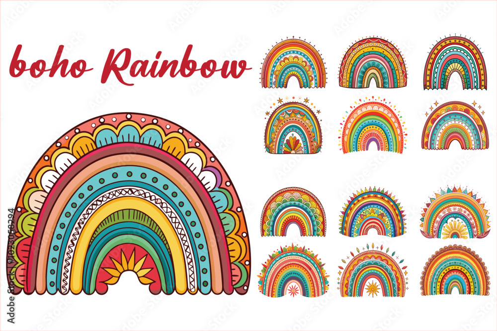 Boho Rainbow Vector Clipart Graphic Boho Rainbow Vector Clipart Graphic