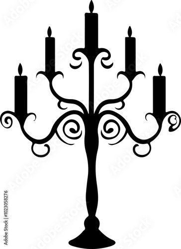 Elegant Black Candelabra Silhouette Vector Design