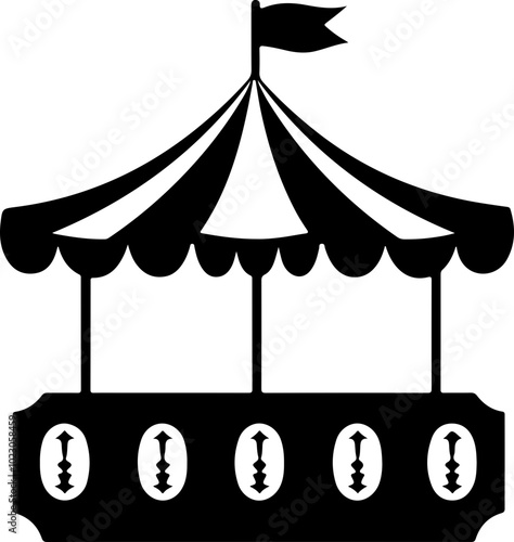 Vector Illustration of a Classic Carousel with Canopy