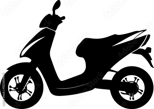 Minimalist Vector Silhouette of a Scooter