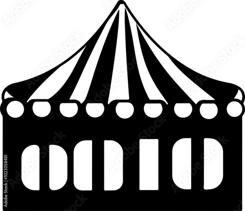 Black and White Vector Circus Tent Design