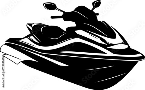 Stylized Black and White Jet Ski Vector Illustration
