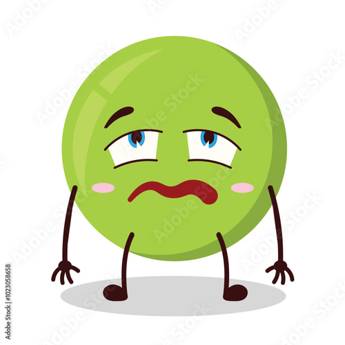 cute bored expression of pea cartoon character