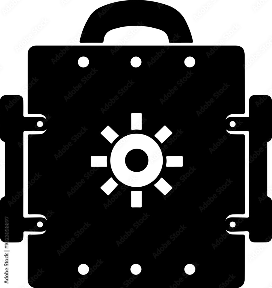 Flat Vector Icon of a Backpack with a Sun Symbol Flat Vector Icon of a Backpack with a Sun Symbol