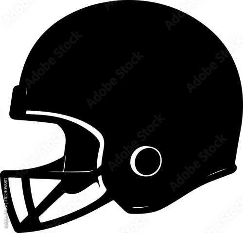 Stylized Black American Football Helmet Vector Design