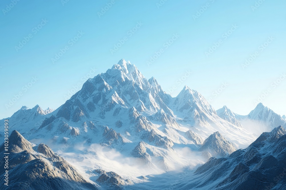 Fototapeta premium Majestic Snow-Capped Peaks Against Clear Blue Sky
