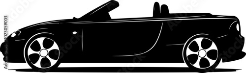 Stylish Black Convertible Car Vector Illustration