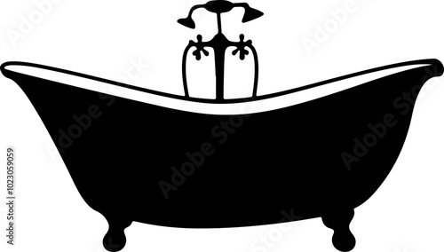 Elegant Vintage Bathtub Vector Illustration