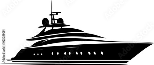 Stylish Black Yacht Vector Design